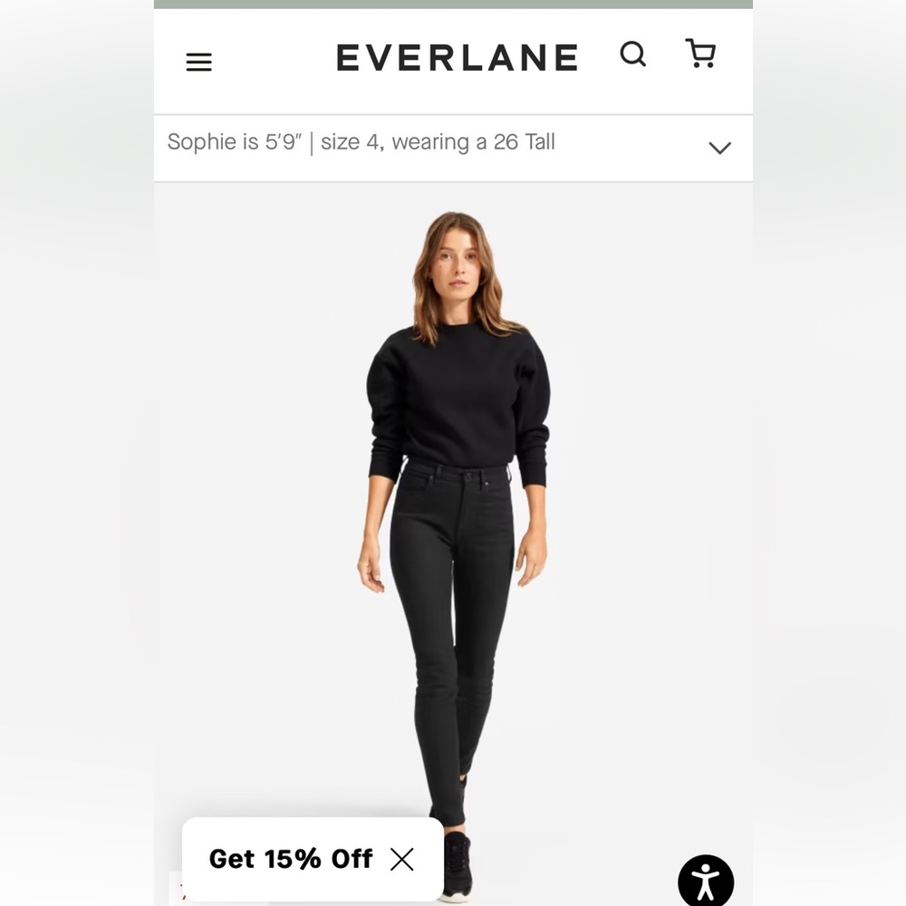 Everlane The Way-High Skinny Jean Black Women’s Size 26 regular